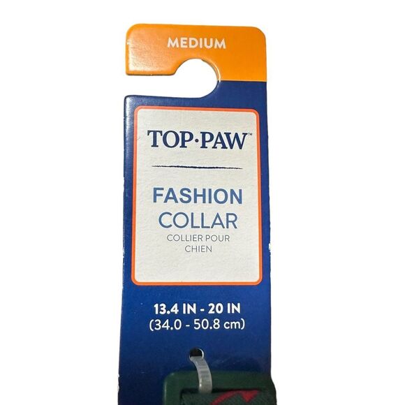 Top Paw Lightning Bolt Bow Dog Collar Size Large Green Adjustable D Ring - Picture 4 of 4